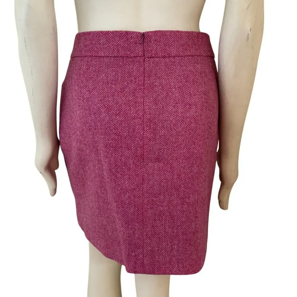 BODEN British Tweed by MOON 100% Wool Pink Herringbone Skirt SZ 6